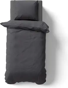 Комплект постельного белья из микрофибры, однотонный, 2 предмета, 135x200 см + наволочка 80x80 см на молнии, антрацитовый Müskaan