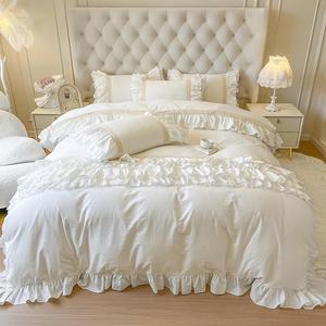 UJNHGQ Комплект постельного белья Princess белый 100% хлопок кружевные рюши White