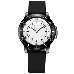 361° Часы мужские с кварцевым механизмом, силиконовым ремешком, черным циферблатом и водонепроницаемостью