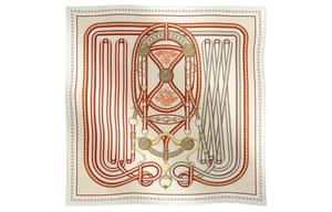 HERMES Шёлковый шарф унисекс бежевый, Beige