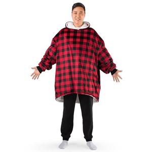 Носимое одеяло из шерпы Bare Home для взрослых размера, цвет Buffalo Plaid Red
