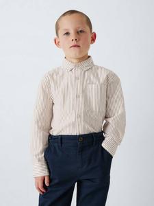 Детская полосатая поплиновая рубашка John Lewis Heirloom Collection, Brown Stripe