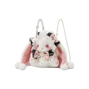 Очаровательная изысканная плюшевая кукла кролик с бантом из жемчуга, высота 20 см XIWANTONG, черный