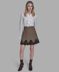 Женская юбка с кружевной каймой и складками BCBG, Black/brown