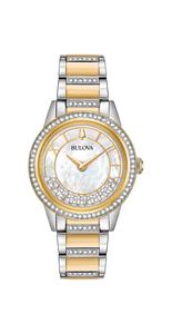 Bulova TurnStyle Crystal Двухцветные женские часы, мультиколор