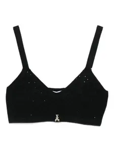 Вязаный бюстгальтер-топ, украшенный стразами Patrizia Pepe, черный