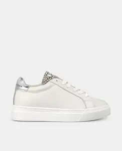 Женские кожаные кроссовки со стразами на язычке Alma en Pena, белый