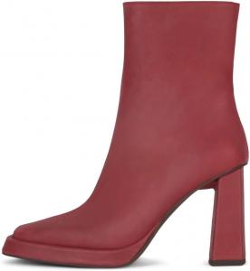 Женские ботинки Pazzion на платформе с закрытым квадратным носком, средней высоты, с гладкой боковой молнией, высокие толстые каблуки, для официального и делового стиля, размеры 4-16 US, Red