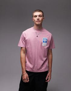 Футболка CAT WWR с принтом на груди розового цвета