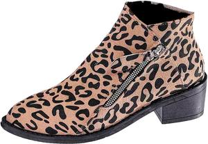 Женские ботильоны из замши для комфортной ходьбы, с массивным каблуком, заостренным носком и боковой молнией Generic, C-Khaki