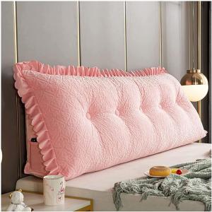 Треугольная клиновидная подушка для чтения, подушка для спины и изголовья кровати, подушка для отдыха и чтения на диване/кровати, подушка для позиционирования в постели со съемным чехлом (цвет: светло-розовый, размер: 150 см/59 дюймов) COZMAX, Light Pink