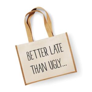 Большая джутовая сумка Лучше поздно, чем некрасиво Натуральная 60 SECOND MAKEOVER, бежевый