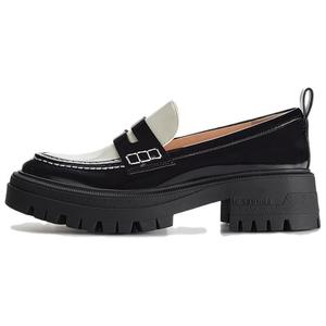 LE SAUNDA Лоферы женские, черные с экрю