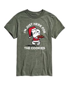 Мужская футболка с коротким рукавом Peanuts Santa Snoopy I'M Just Here for the Cookies AIRWAVES, Heather military green