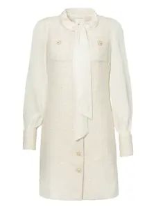 Мини-платье из твида с бантом на шее Weill Paris, белый