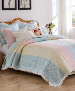 Комплект постельного белья в стиле шебби-шик с оборками, 3 предмета, размер King Greenland Home Fashions, Pastel