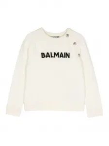 Джемпер с логотипом Balmain Kids, белый
