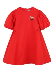 Платье с объемными рукавами и аппликацией Kenzo Kids, красный