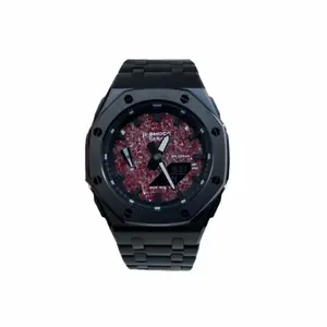 CASIO Retrofit Series Quartz Movement Stainless Steel Watchband Watch Men's Watches Red Watch Dial