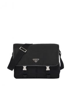 Плечевая сумка из переработанного нейлона и кожи Saffiano Prada, черный