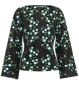 Топ из джерси с цветочным принтом Gemma BERNADETTE, Blue Rosebranch On Black