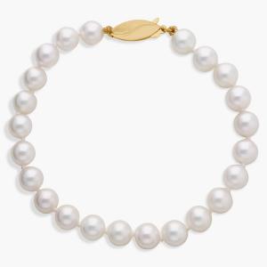 Классический браслет из искусственного жемчуга Акойя 7,5 дюйма из 18-каратного желтого золота (6,5-7,0 мм) Blue Nile