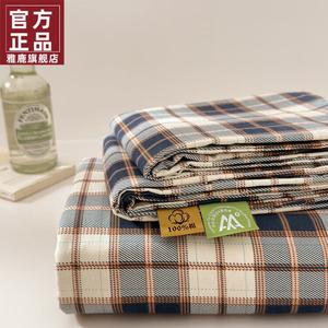 Yalu Простыня 160х230 см из 100% хлопка, утолщенная, с начесом, цвет Melody Blue Grid