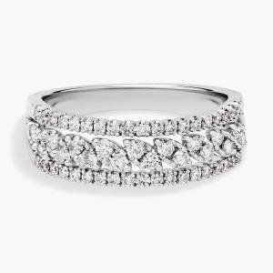 Модное кольцо с тремя рядами бриллиантов в форме маркизы из 14-каратного белого золота (1/2 карата) Blue Nile