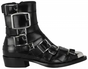 Женские ботильоны Alexander McQueen в стиле панк с ремешками, черный