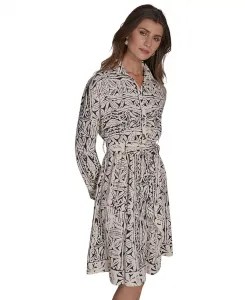 Женское платье с принтом и завязкой на талии Halston, мультиколор