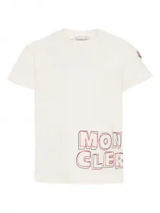 Футболка с короткими рукавами и принтом-логотипом Moncler Enfant, нейтральный