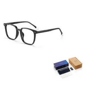 LASHION Пластиковая квадратная оправа для очков TR/Memory унисекс, Black-flat anti-blue light lenses [no power]