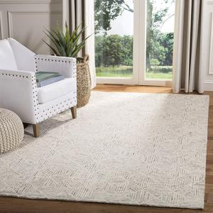 SAFAVIEH Abstract Collection ковер 122 x 183 см - Ivory & Light Blue, Handmade Wool, идеален для помещений с высокой проходимостью в прихожей, гостиной, спальне (ABT763J)