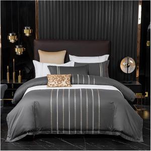 RomildaYuan Комплект постельного белья с вертикальной вышивкой из мягкого дышащего хлопка Grey