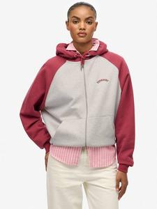 Эссеншиал лого рэглан худи с молнией Superdry, White/Bordeaux Red