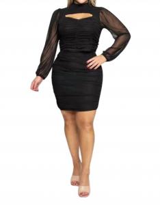 Юбка-топ с вырезом и сборками из сетки - Plus In Black Curve Market