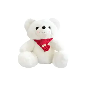 Плюшевый мишка Cute Smile Scarf высотой 22см/28см OU DI PIG, белый