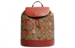 COACH Демпси холщовая сумка-ведро с кожаными деталями рюкзак среднего размера женская эбони и темное дерево