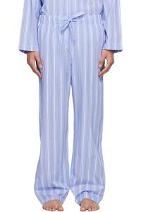 Tekla Пижамные штаны из поплина сине-белого цвета