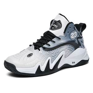 Баскетбольные кроссовки для детей и подростков среднего размера с противоскользящей амортизацией, амортизацией и износостойкостью D&W, черный/белый
