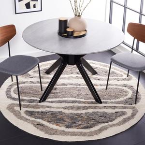 Ковер SAFAVIEH, 183 x 183 см, Casablanca Collection, круглый, Ivory & Dark Grey, ручной вязки, современная шерсть, идеален для помещений с высокой проходимостью в гостиной, спальне (CSB549G)