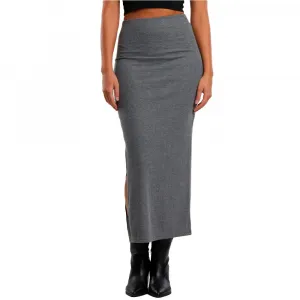 Юбка Urban Classics Slit High Waist Midi Skirt, серый