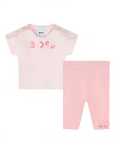Комплект из топа и легинсов с логотипом Boss Kidswear, розовый