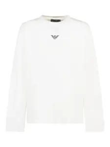 Хлопковая футболка с принтом логотипа Emporio Armani Kids, белый