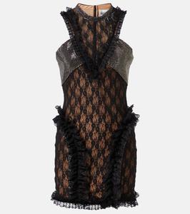 Мини-платье Christopher Kane с кружевом и декоративными элементами Self-Portrait, Black