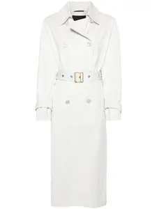 Двубортный твиловый тренч Moorer, белый