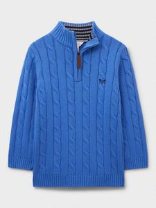 Детский хлопковый джемпер с воротником-стойкой на молнии Crew Clothing, Mid Blue