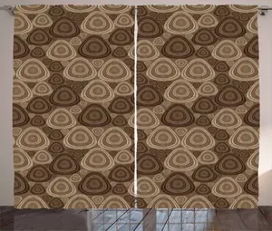 Штора ABAKUHAUS в деревенском стиле, коричневая и цвета слоновой кости, овально-треугольная, для спальни, присборенная, с петлями и крючками, 280 x 245 см, темно-коричневый Abakuhaus