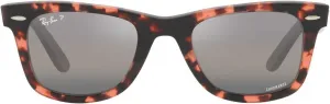 Солнцезащитные очки Ray-Ban RB2140 Original Wayfarer с градиентным переходом цвета, квадратной формы, Pink Havana/Polarized Clear Gradient Dark Grey