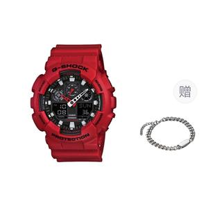 Часы Casio G-Shock Analog-Digital GA-100 Series, арт.GA-100B-4A + бонус, красный/черный